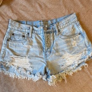 Ripped Blue Jean Shorts